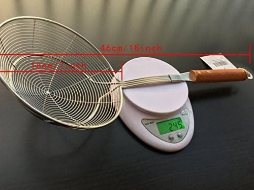 DoubleVillages Stainless Steel Cooking and Kitchen Food Skimmer /Spider Strainer/Spoon Strainer /Mesh Strainer /Food Strainer /Wire Strainer /Slotted Spoon/ with Pear wood handle