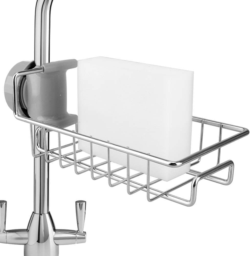 EaSinESS Faucet Rack Storage Rack, Kitchen Sink Organizer, Stainless Steel Sink Faucet Sponge Holder Sink Caddy Organizer for Kitchen , Bathroom Accessories