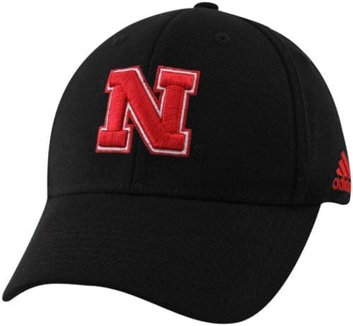 NCAA adidas Nebraska Cornhuskers Black Basic Logo Structured Flex Hat