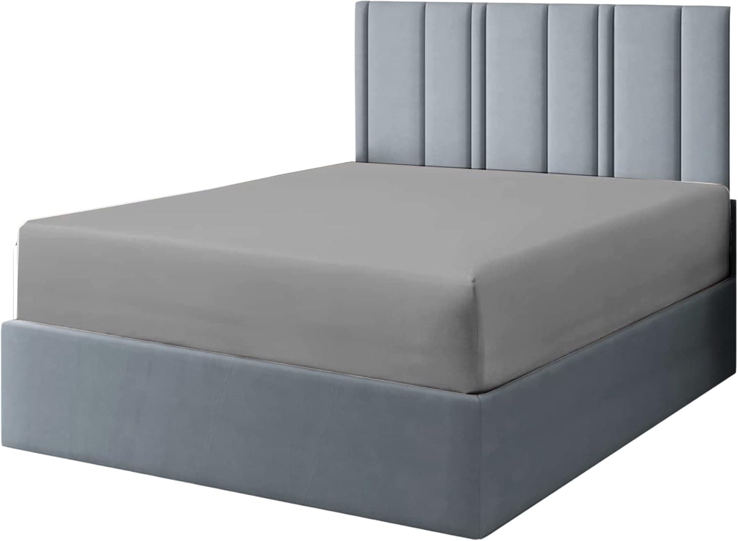 King Size Fitted Sheet - Fitted Sheet King Size Fitted Sheets Only Hotel Luxury Bed Sheets - Extra Soft - 15" Deep Pockets - Easy Fit - Breathable & Cooling - Comfy - King Sheets - Light Grey