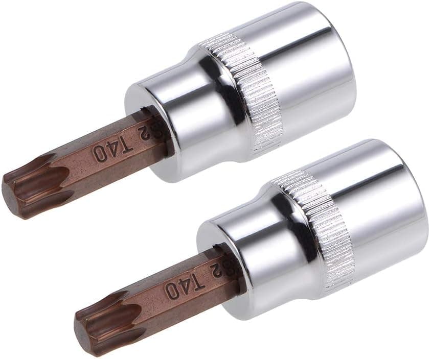 uxcell 2pcs 3/8" Drive x T40 Torx Bit Socket, S2 Steel Bits CR-V Sockets 38mm Length Use with Ratchet Wrench, Slide Bar, Extension Rod