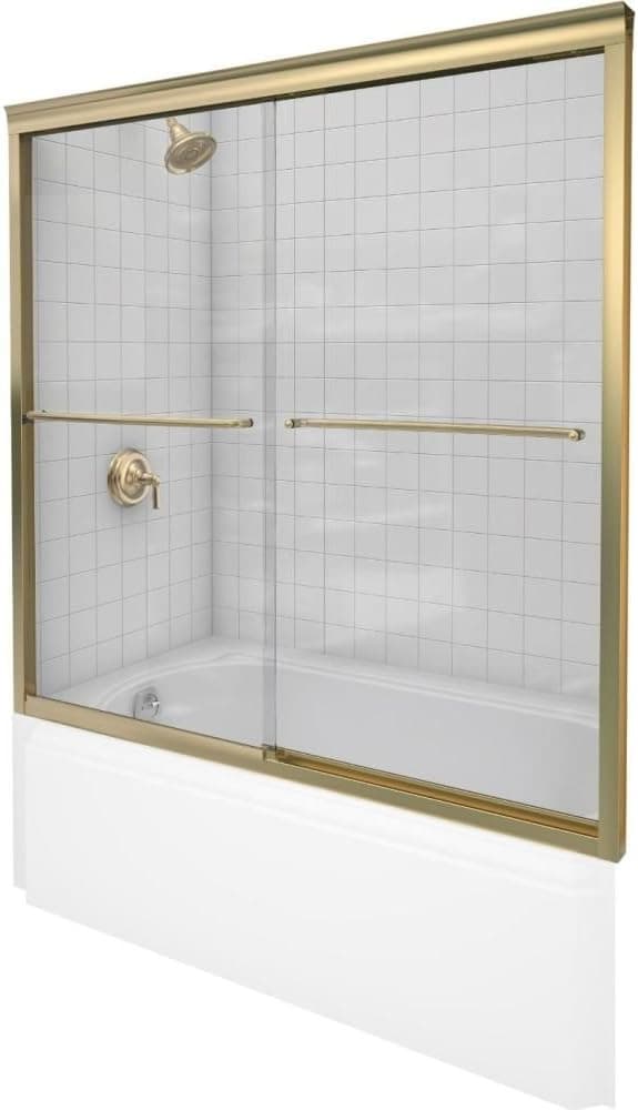 KOHLER K-702202-L-MX Fluence Frameless Bypass Bath Door, Matte Nickel