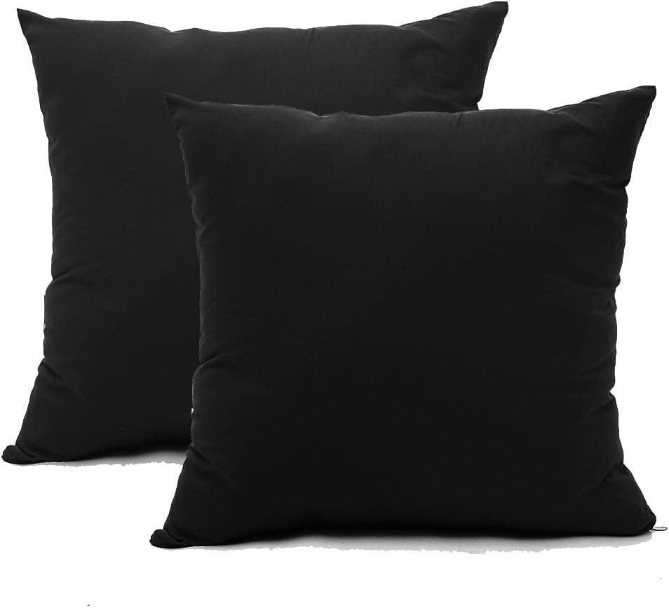 TAOSON 100% Cotton 300 Thread Count 2pc / Pair Pillow Cover Pillowcase Pillow Protector Cushion Cover with Hidden Zipper Only Cover No Insert - European, Black 26 x 26 inch