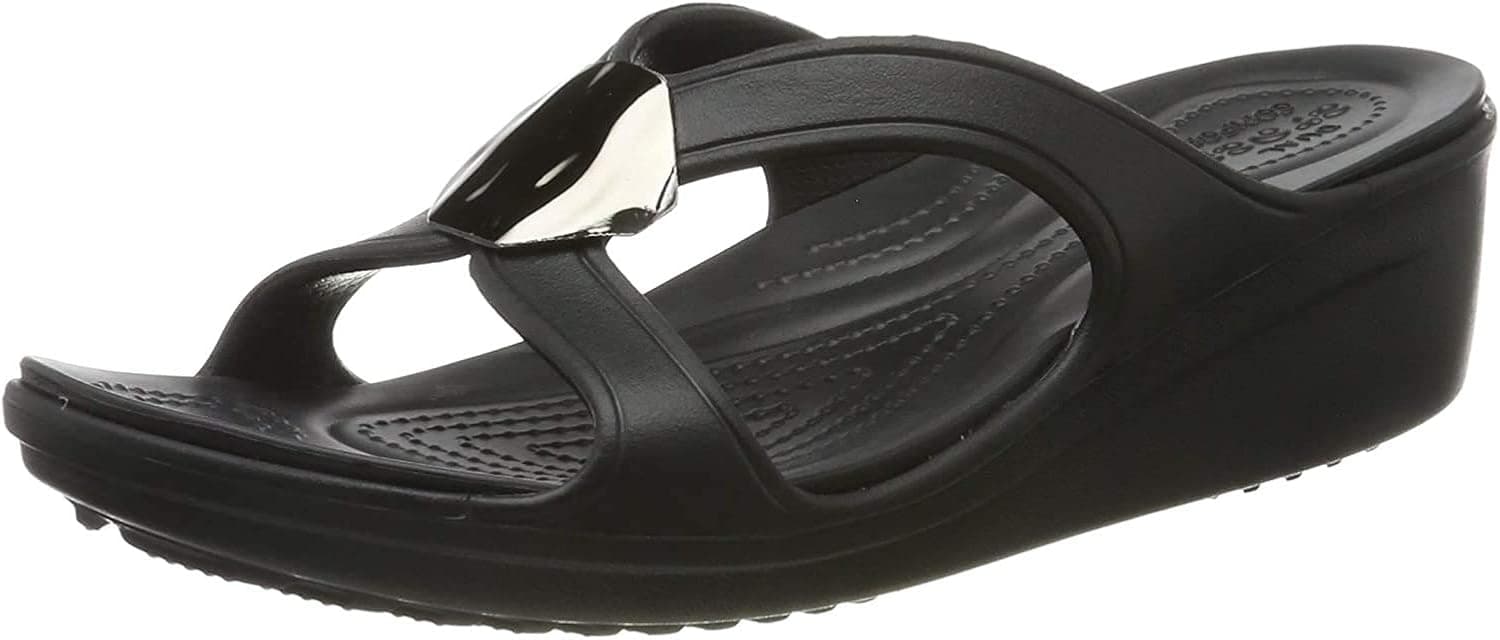 Crocs Women's Sanrah Diamante Slip On Wedge | Wedge Sandals for Women