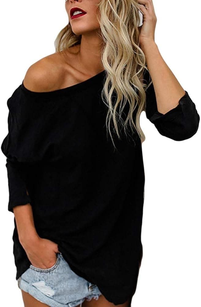 Sunhusing Ladies Solid Color Large Size Undecorated T-Shirt Loose Casual Long Sleeve Chic Tops