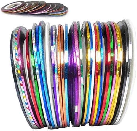Sohapy Striping Tape Line Set Stickers Belt Nail Art Tips DIY Decoration Design Self Adhesive 30pcs Rolls Mixed Colors