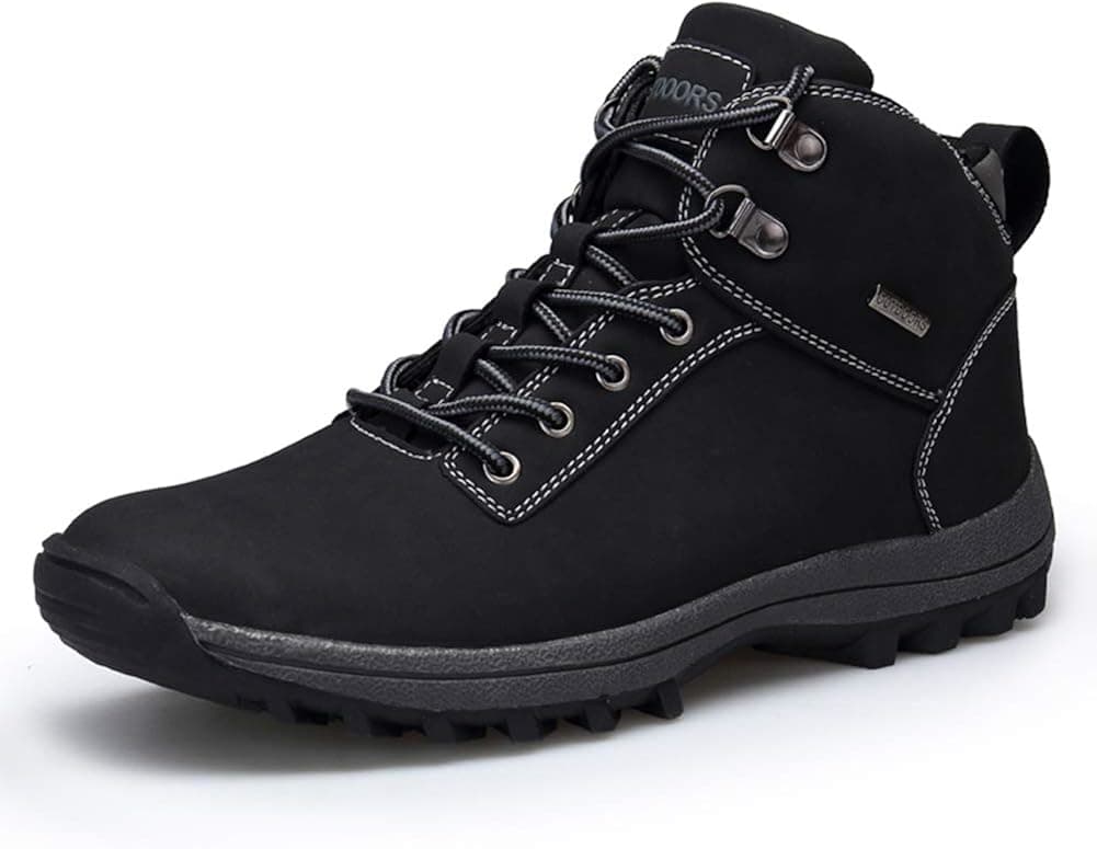 UBHOME Mens Hiking Boots Ankle Support Waterproof Breathable Winter Outdoor Sports Shoes Black