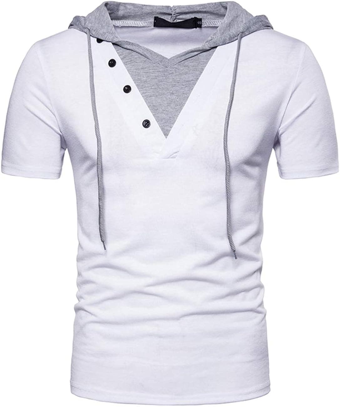 Kimiee Men's Short Sleeve Hoodie T-Shirt Casual Slim Fit Workout Pullover Hooded Shirts