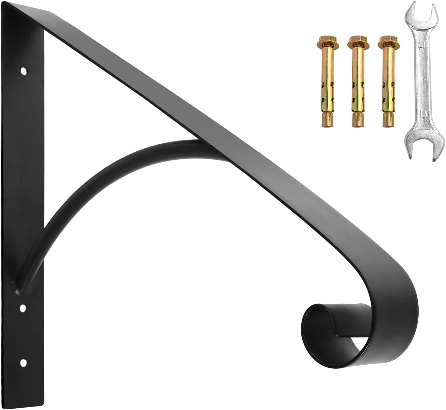 SCIEO Black Single Step Handrails, Wall Mounted Metal Wrought Iron Short Hand Rail Railing, Fits 1 or 2 Steps Stairs Ideal for Garage, Patio or Front Door Porch Steps Application