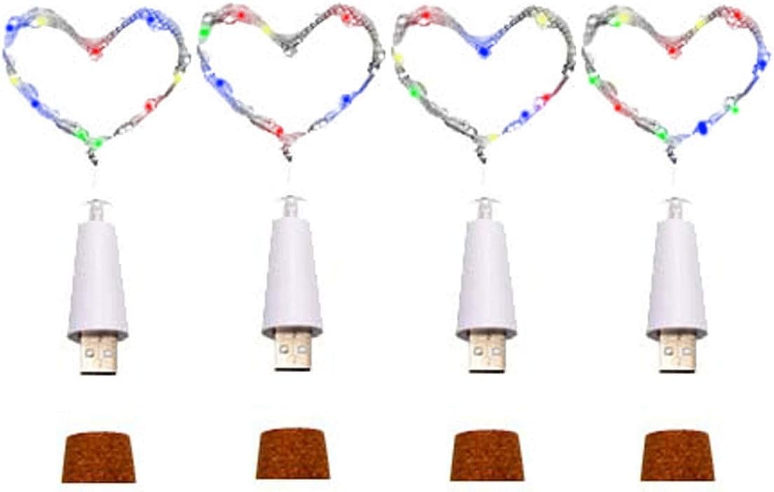 Wine Bottle Cork Lights,USB Powered Rechargeable Copper Wire String Starry 32inch 15 LED Light for DIY,Party,Home Decor,Christmas,Wedding or Mood Lights Warm White (USB Powered MultiColor 4 Pack)