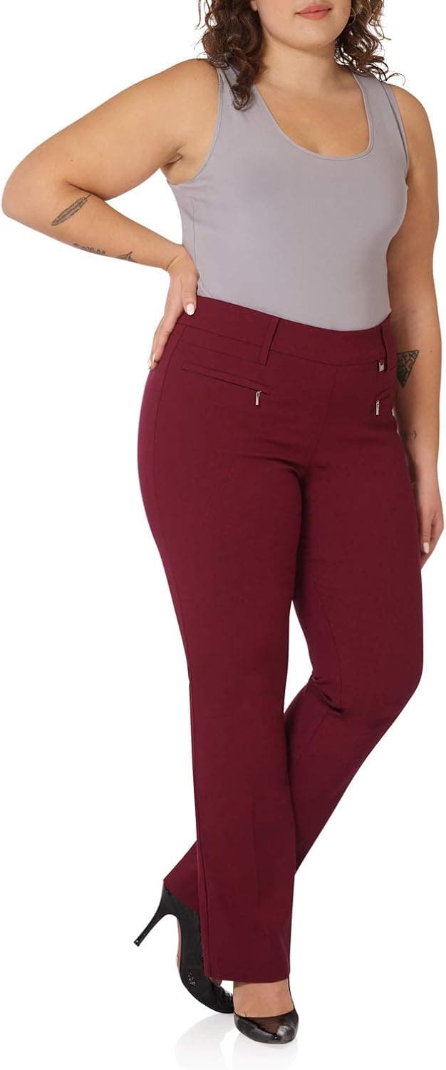 Rekucci Curvy Woman Ease into Comfort Plus Size Bootcut Pant w/Zipper Pockets