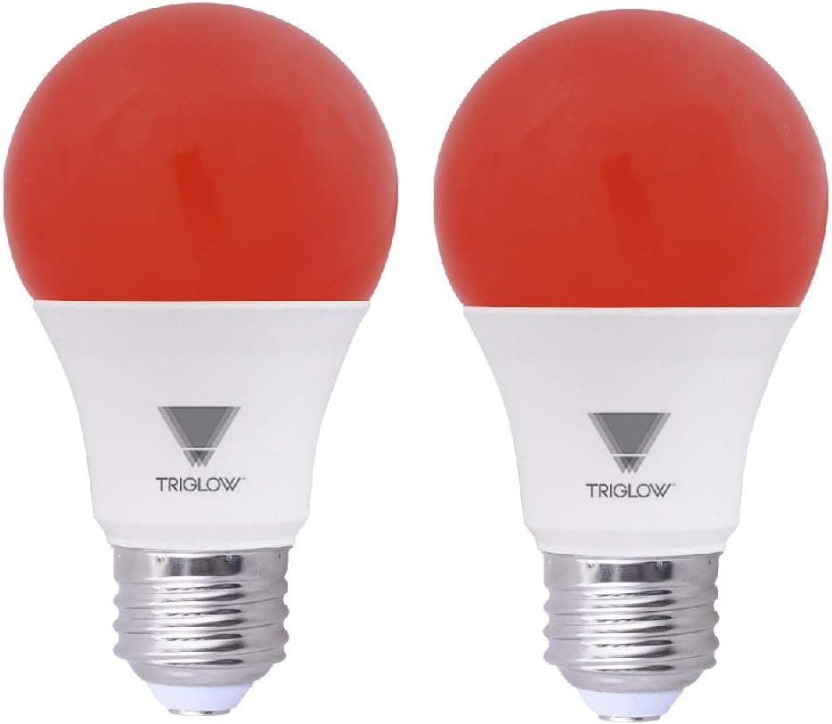 Triglow Red LED A19 Light Bulbs, 9 Watt (60 Watt Equivalent) Red Light Bulb, 2-Pack