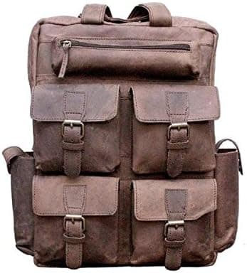 TUZECH Leather Buffalo Large Vintage Rustic Look Messenger Bagpack - Fits Laptop Upto Brown color (15.6 Inches)