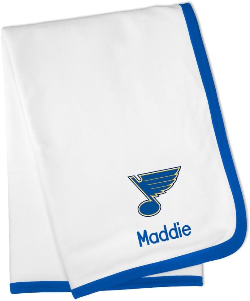 Designs By Chad and Jake St. Louis Blues Personalized Baby Blanket (White)