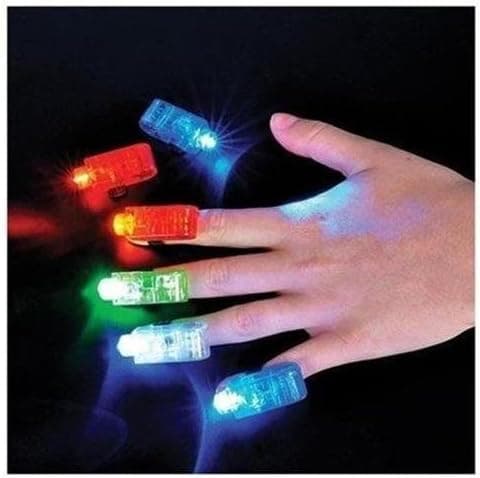 Flashing Panda FingerBeams LED Finger Ring Flashlights, 5 Cards of 4 Color Flashlights Each - 20 Lights Total