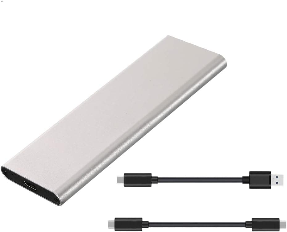 M.2 NVME SSD Enclosure NVME to USB3.1 Type-C GEN2 10Gbps M-Key Hard Drive Caddy External Case for 2230/2242/2260/2280 Support UASP NVMe PCI Expres Aluminum Adapter Portable Enclosure (Silver)