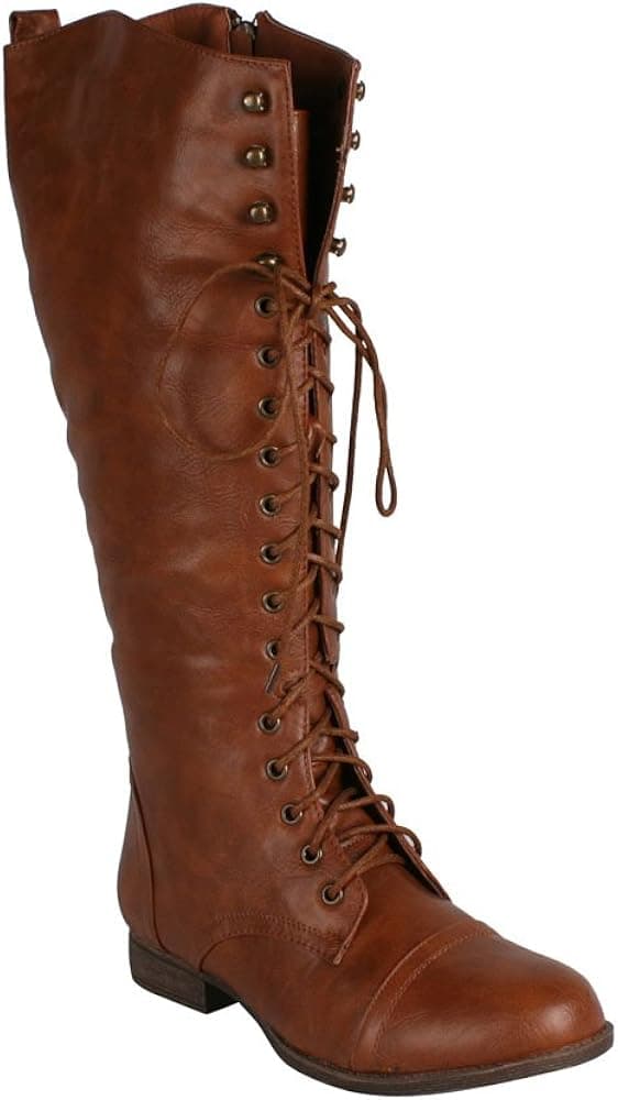 Refresh LIBBY-05 Women's Lace up knee high Combat Riding boots