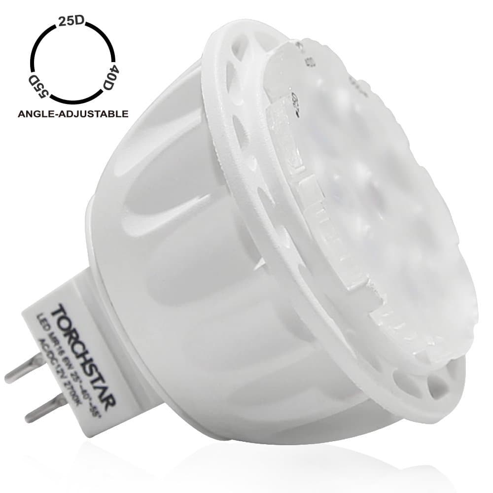 AC/DC 12V 6W MR16 LED Bulb - Beam Angle Adjustable LED Spotlight (25° 40° 55°) - Warm White 2700K GU5.3 Base Sharp LED Chip for Home, Recessed, Accent, Track Lighting