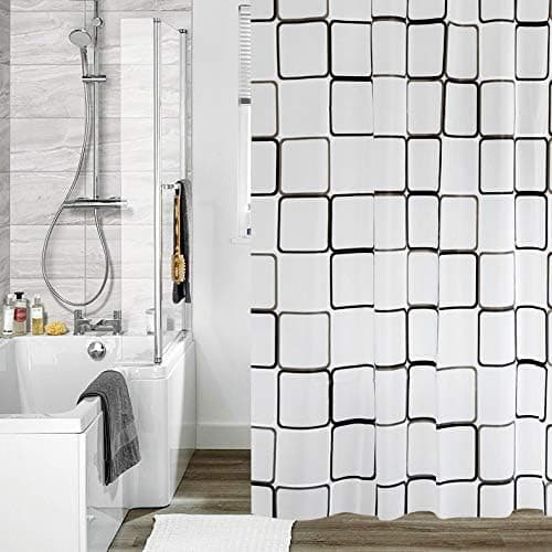 IVIL Shower Curtain with Grommets and Hooks, 72x72 inches Shower Liner, PEVA Material, Water-Resistant and Quick-Drying, Lightweight and Soft,Square