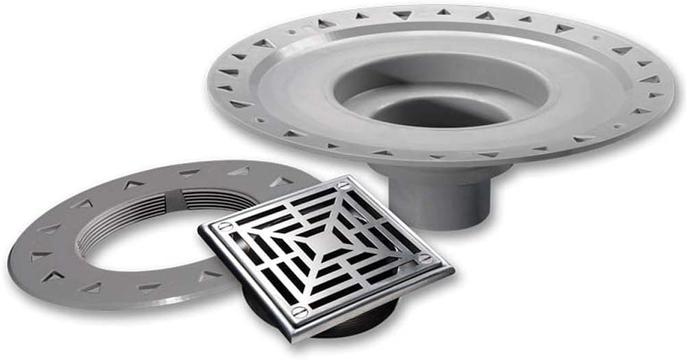 LATICRETE Hydro BAN BONDING Flange Drain 5" Brushed Steel PVC