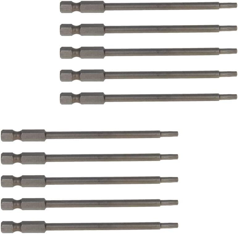 Utoolmart Torx Screwdriver Bits, 1/4 Inch Hex Shank Screwdriver Bits, T15 Magnetic Security Tamper Proof Bit, S2 Steel Torx Head Screw Driver Bit, 100mm Length, for Repair Work, 10 Pcs
