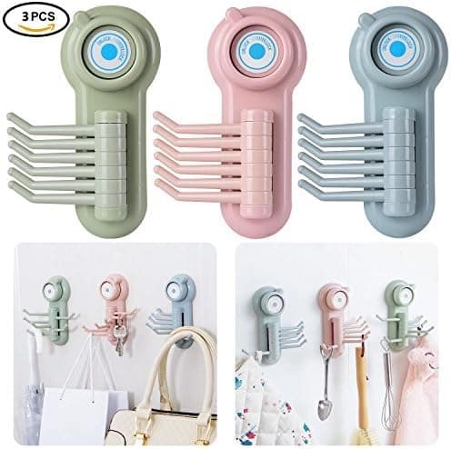 Suction Cup Hooks, E-BAYKER Powerful Vacuum 6 in 1 Holder Utility Hooks Home Kitchen Bathroom Wall Removable Hanger Organizer for Towel Bathrobe Loofah Cloth Key Women's Handbag (3 Pack)