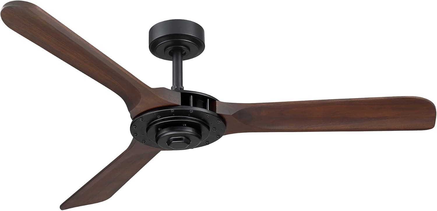 Aerofanture Ceiling Fans with Remote Control Farmhouse Ceiling Fan without Light 52 Inch Outdoor Ceiling Fans for Patios Covered, Black/Walnut