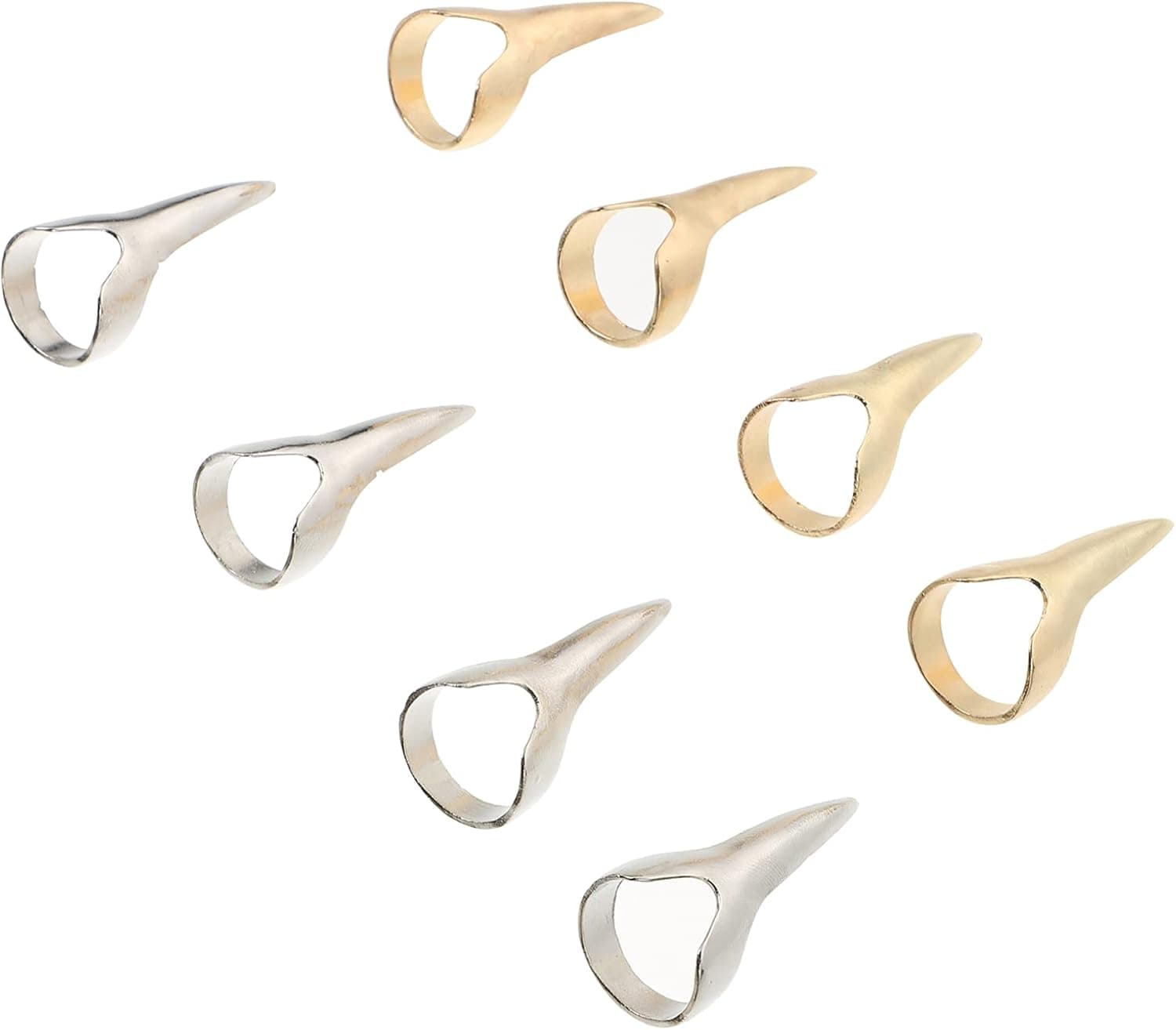 Beaupretty 8Pcs Halloween Costume Claws Fake Nail Rings Metal Gothic Punk Full Finger Rings Fingertip Nail Art Decoration Halloween Party Favor