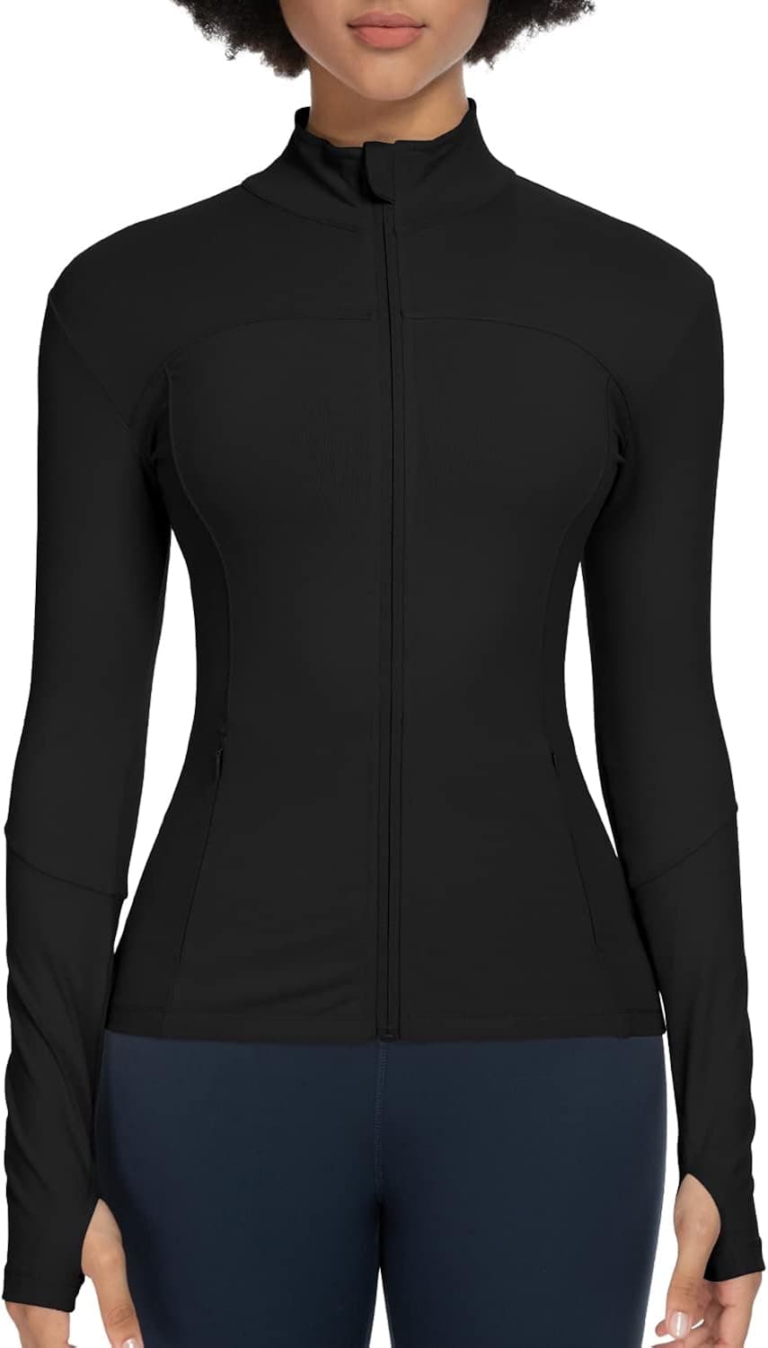 colorskin Workout Jackets for Women Full Zip Athletic Running Track Jacket with Pockets Slim Fit Yoga Jacket with Thumb Holes