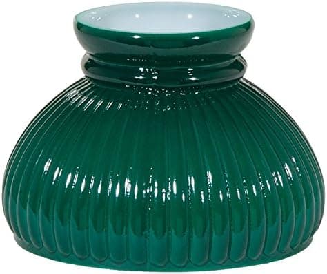 B&P Lamp® 6" Dark Green Cased Glass Ribbed Student Lamp Shade for Vintage Style Lamps