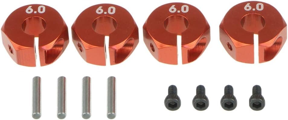 4Pcs RC Car 1/10 Universal Aluminum Upgrade Wheel Hex Hubs 12mm Drive Adapter for RC Tamiya HSP HPI Redcat Traxxas Car Parts (Red)