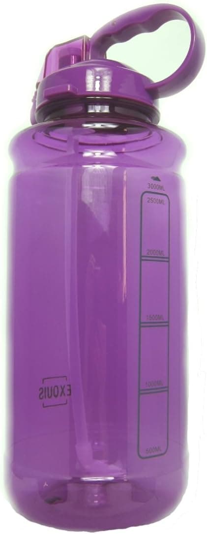 GHP 101oz 3000ml Large Outdoor Water Bottle w/Handle & Straw - BPA Free Tritan Plastic - Leak Proof Push Button Lid - Eco-Friendly for Gym, Yoga, Camping, Running, Cycling, and Camping (Purple)
