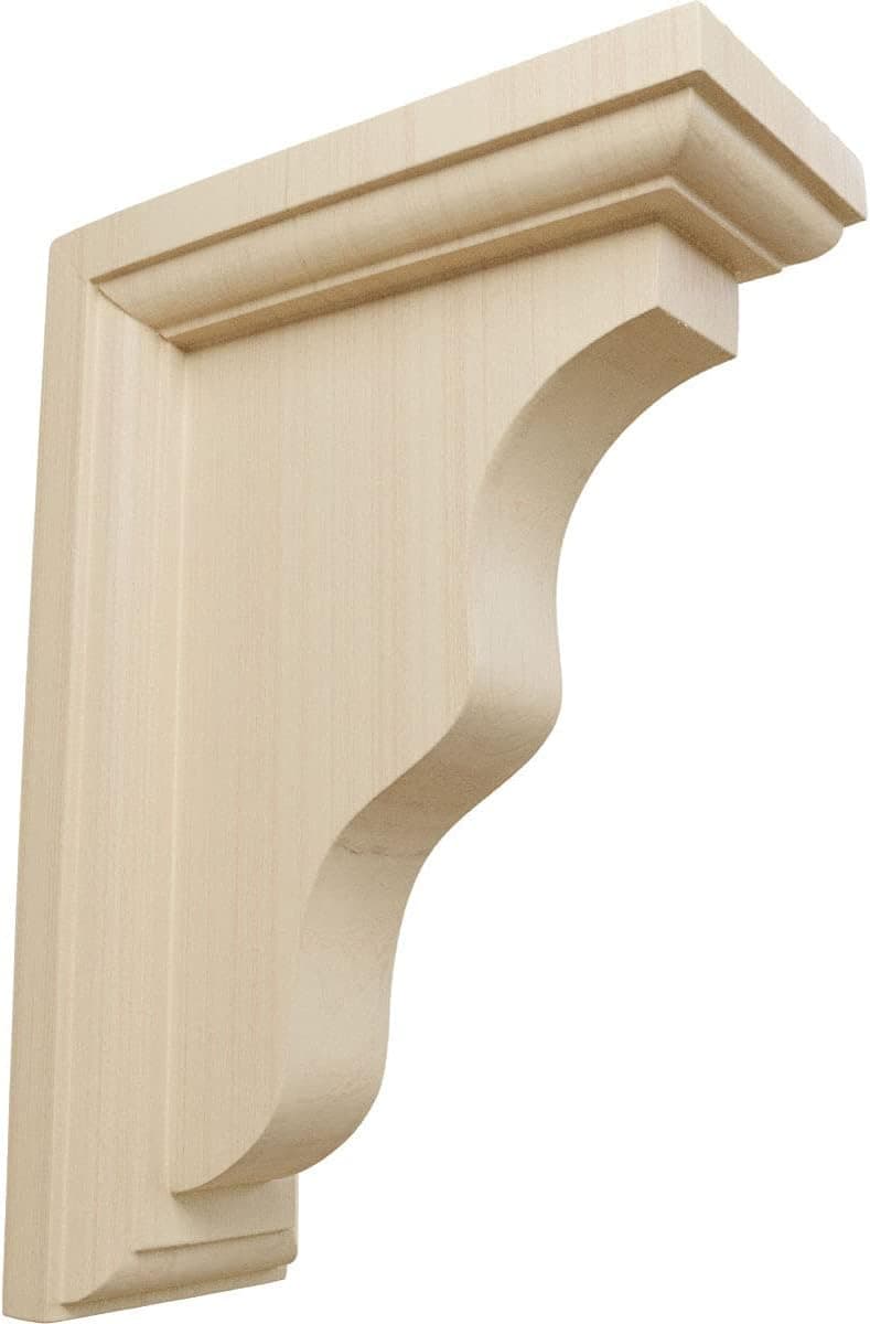 Ekena Millwork BKT02X05X07HARW-CASE-2 Hamilton Traditional Wood Brackets, 2 1/4"W x 5"D x 7"H (2-Pack), Rubberwood