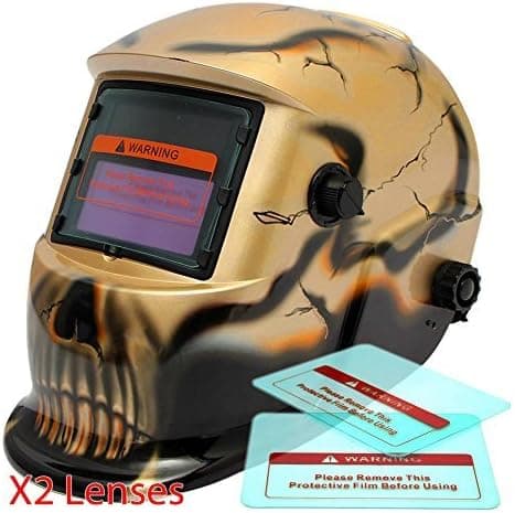 Proelectirc Gold Skull #3 Professional Auto Darkening Solar Powered Welders Welding Helmet Mask With Grinding Function