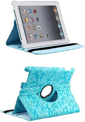 Baoer 360 Degrees Rotating Stand - Blue Folio Pu Leather Stand Smart Cover Case for Apple iPad 2 / iPad 3 / iPad 4 with Wake/Sleep Capability