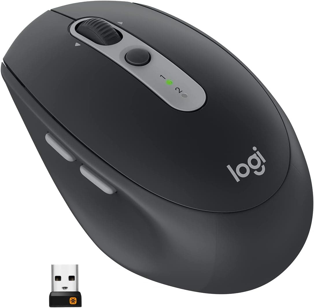 Logitech M585 Multi-Device Wireless Mouse – Control and Move Text/Images/Files Between 2 Windows and Apple Mac Computers and Laptops with Bluetooth or USB, 2 Year Battery Life, Graphite