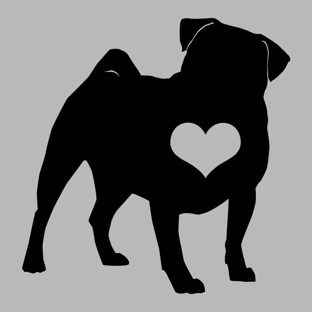 Dark Spark Decals Pug Breed Love I Heart My Pug- Vinyl Decal for Indoor or Outdoor use, Cars, Laptops, Décor, Windows, and More - Black 5 Inch