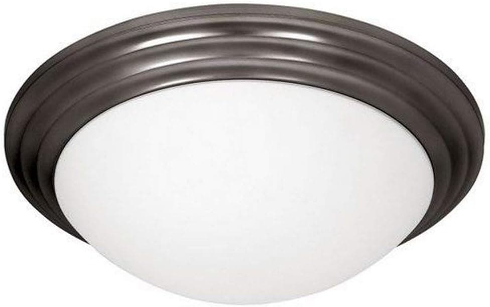 Strata - 10"dia Flush Mount - Brushed Steel Finish - Opal Glass Shade