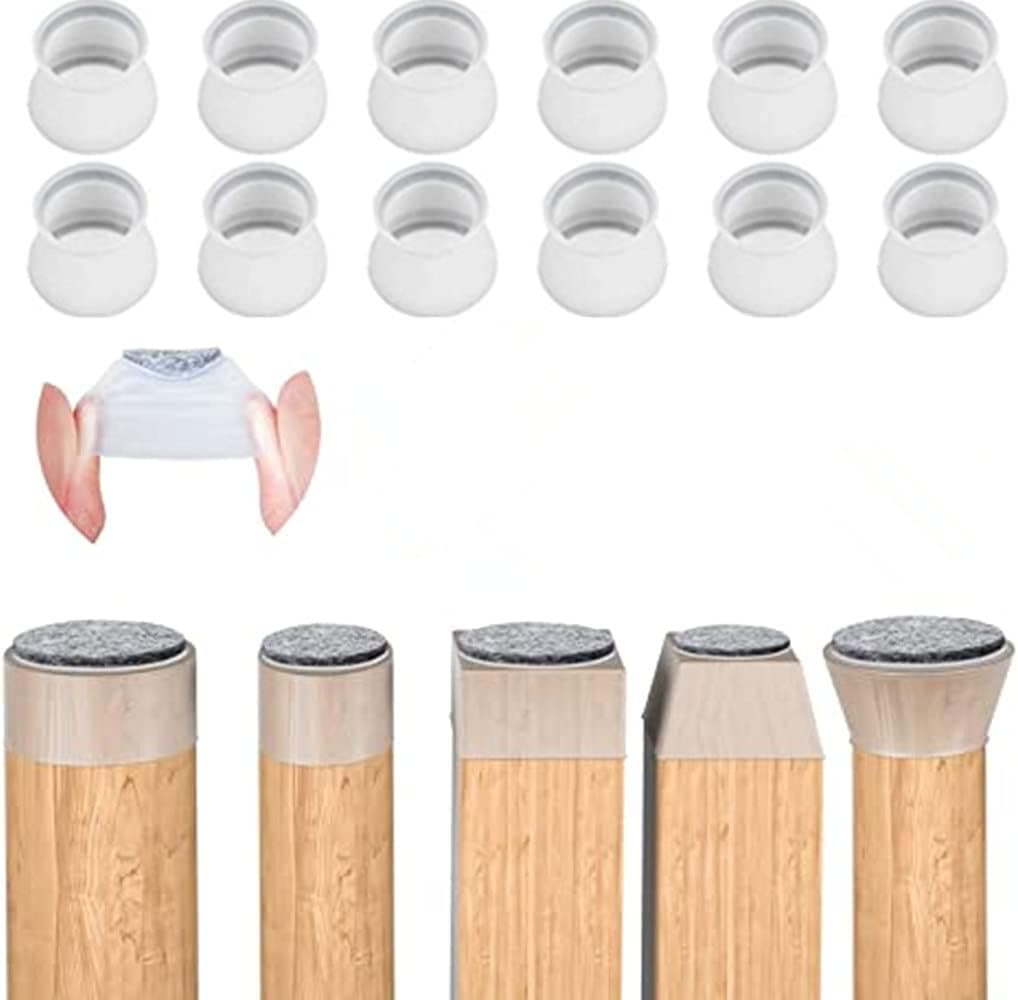 Upgraded 32 Pack Chair Leg Caps with Felt Pad, Moving Furniture Easily & Quietly, Silicone Chair Leg Pad Floor Protector No Scratches and No Noise
