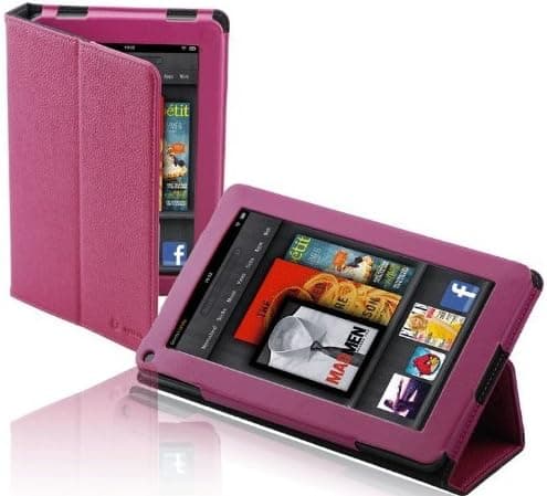 splash SAFARI Slim-Profile Leather Case Cover fits the Amazon Kindle FIRE with Stand PURPLE