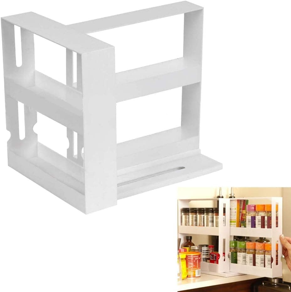 Huaxiangoh Seasoning Storage Holder, Multi-Function Storage Rack Seasoning Spice Jar Rack Rotating Kitchen Organizer Home Pull Out Kitchen Storage Kitchen Bathroom Organizer Up To 20 Spice Jars
