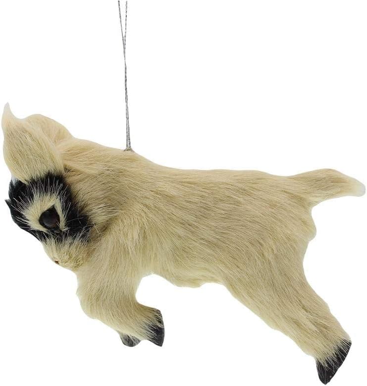 Kurt Adler Furry Baby Goat Ornament Tan and Black