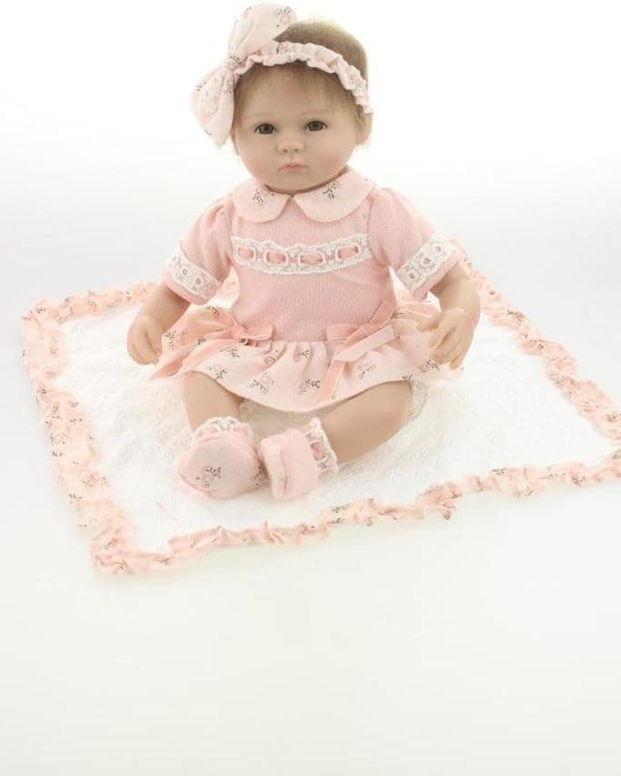 Nicery Reborn Baby Doll Soft Simulation Silicone Vinyl 18inch 45cm Magnetic Mouth Lifelike Boy Girl Toy Orange Headwear Eyes Open