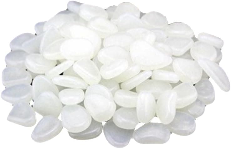 Toyvian 100pcs Glow in The Dark Pebbles Luminous Cobblestones Pebbles Stones Glow in The Dark Aquarium Fish Tank Garden Yard Decorations White