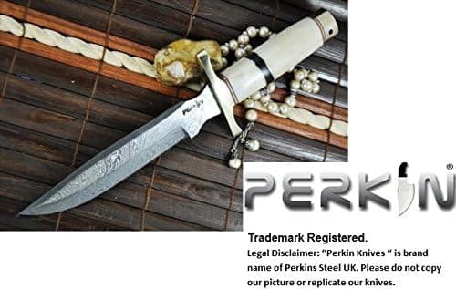 Handmade Damascus Hunting Knife - Bowie Knife - Bone Handle