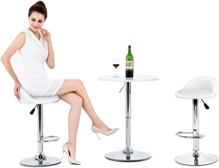 HEALTH LINE MASSAGE PRODUCTS BIFMA Standard Set of 2 PU Leather Hydraulic Swivel Gas Lift bar Stool 30inches with Back 350 lbs Weight Capacity White Chairs Salon Spa Beauty Tattoo Height Adjustable