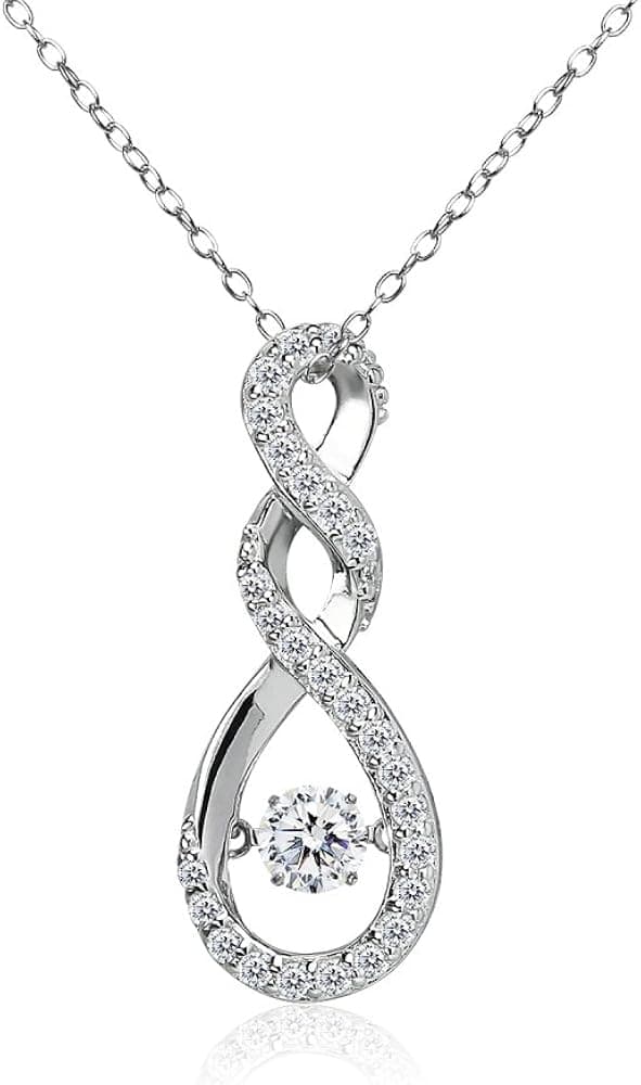 Sterling Silver Dancing Infinity Twist Necklace Made with AAA Cubic Zirconia