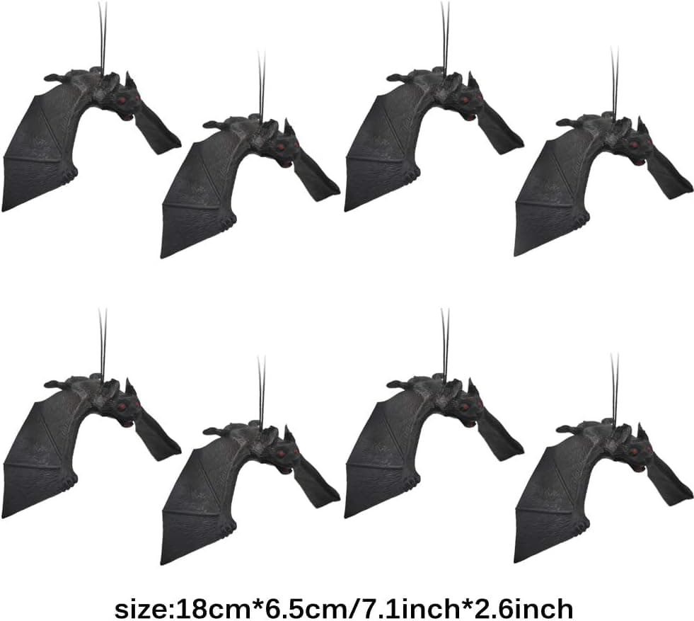 16 Pieces Bat Halloween Decorations Realistic Looking Spooky Hanging Bats for Halloween Party, April Fool's Day, Haunted House Decoration