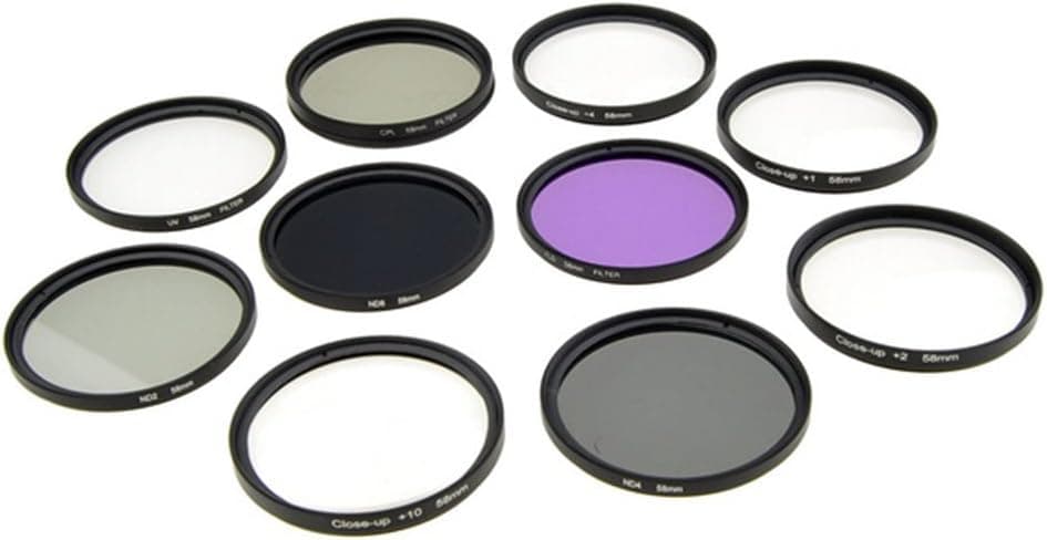 Neewer 58mm UV+CPL+FLD, ND2+ND4+ND8, Close Up +1+2+4+10 Filter Kit for Camera Lens with 58mm Filter Thread