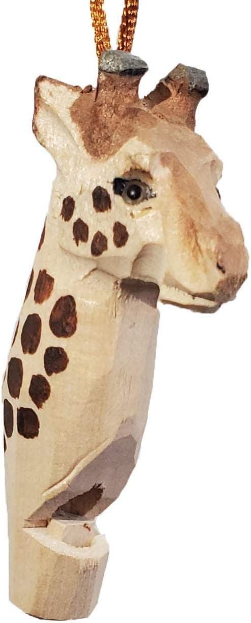 Giraffe Wood Carved Whistle Stocking Stuffer Toy Animal Gift Necklace